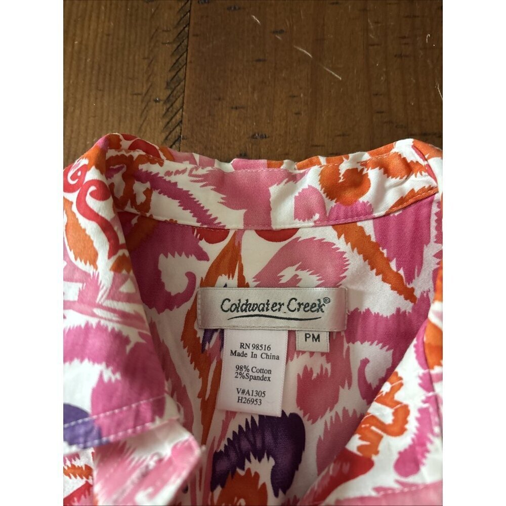 Coldwater Creek Orange & Pink Cotton Jacket Size Petite Medium Spring Paisley - Picture 5 of 8